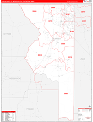 The Villages Metro Area Wall Map Red Line Style 2024